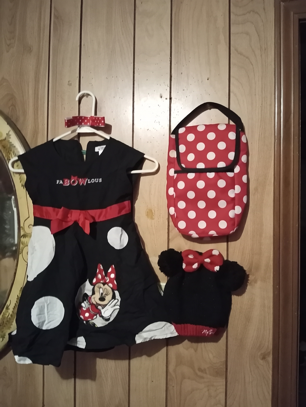 Disney Minnie Mouse Black, Red & White Polka Dot Costume Set Size 2/2t